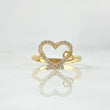 Anillo Doble Corazón Oblicuo 1.7gr / T5 3/4 / Silueta Circones Blancos Oro Amarillo 18K ©