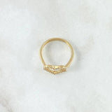 Anillo Doble Corazón Oblicuo 1.7gr / T5 3/4 / Silueta Circones Blancos Oro Amarillo 18K ©
