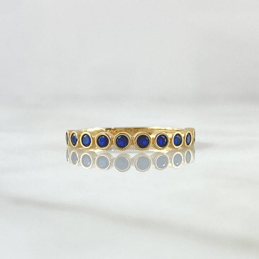 Anillo Ojos Burbujiantes 1.7gr / T7 / Circones Azul Rey Oro Amarillo 18K ©