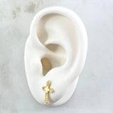 Topos Cruz Espada 1.4gr / 1.3cm / Circones Blancos Oro Amarillo 18K ©