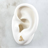 Topos Flor de Ninfa 1.3gr / 7.6mm Broche Mariposa Circones Blancos Oro Amarillo 18K ©