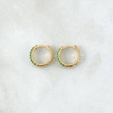 Candongas Doble Carril 2.1gr / 1.2cm / Circones Verdes Oro Amarillo 18K ©