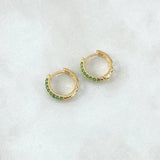 Candongas Doble Carril 2.1gr / 1.2cm / Circones Verdes Oro Amarillo 18K ©
