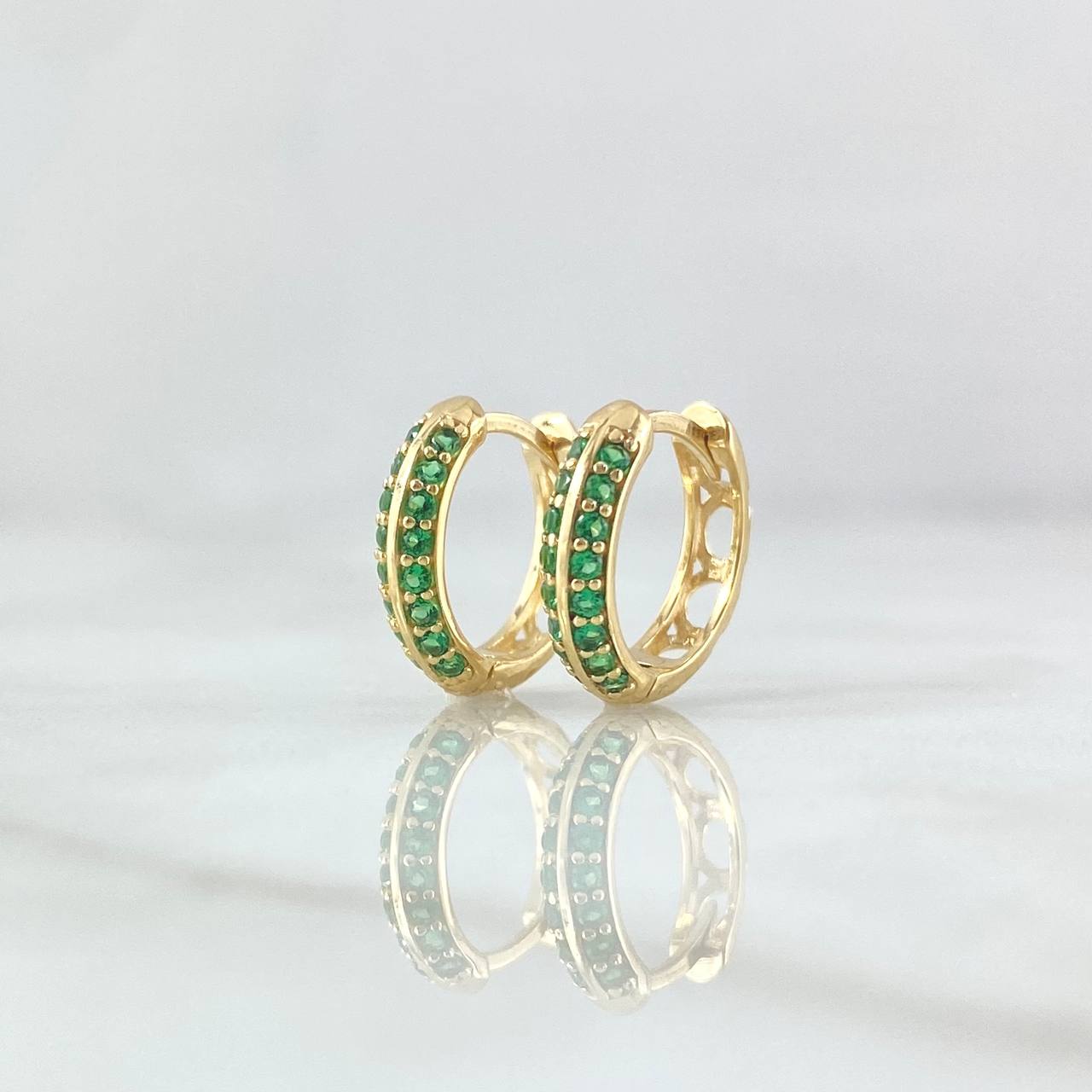 Candongas Doble Carril 2.1gr / 1.2cm / Circones Verdes Oro Amarillo 18K ©