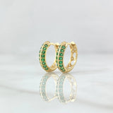 Candongas Doble Carril 2.1gr / 1.2cm / Circones Verdes Oro Amarillo 18K ©