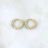 Candongas Carril Basteado Liso 1.95gr / 1.3cm / Circones Verdes Oro Amarillo 18K ©