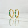 Candongas Carril Basteado Liso 1.95gr / 1.3cm / Circones Verdes Oro Amarillo 18K ©