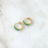 Candongas Carril Doble Basteado 1.45gr / 1.1cm / Circones Verdes Oro Amarillo 18K ©