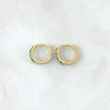Candongas Carril Doble Basteado 1.45gr / 1.1cm / Circones Verdes Oro Amarillo 18K ©