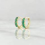 Candongas Carril Doble Basteado 1.45gr / 1.1cm / Circones Verdes Oro Amarillo 18K ©
