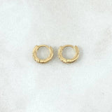 Candongas Carril Basteado Liso 1.05gr / 8mm Circones Blancos Oro Amarillo 18K ©