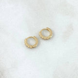 Candongas Carril Basteado Liso 1.05gr / 8mm Circones Blancos Oro Amarillo 18K ©