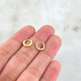 Candongas Carril Basteado Liso 1.05gr / 8mm Circones Blancos Oro Amarillo 18K ©