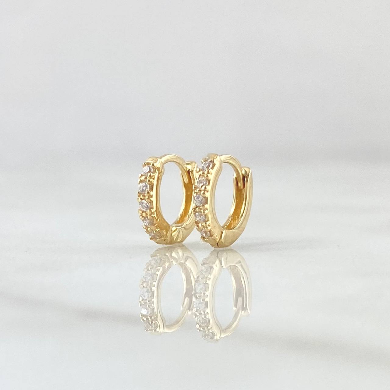 Candongas Carril Basteado Liso 1.05gr / 8mm Circones Blancos Oro Amarillo 18K ©