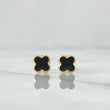 Topos Trebol 0.7gr / 6mm Borde Punteado Resina Negra Oro Amarillo 18K *