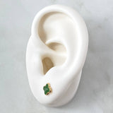 Topos Trebol 0.9gr / 6mm Borde Punteado Resina Verde Oro Amarillo 18K ©