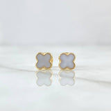Topos Trebol 0.7gr / 6mm Resina Blanca Oro Amarillo 18K ©