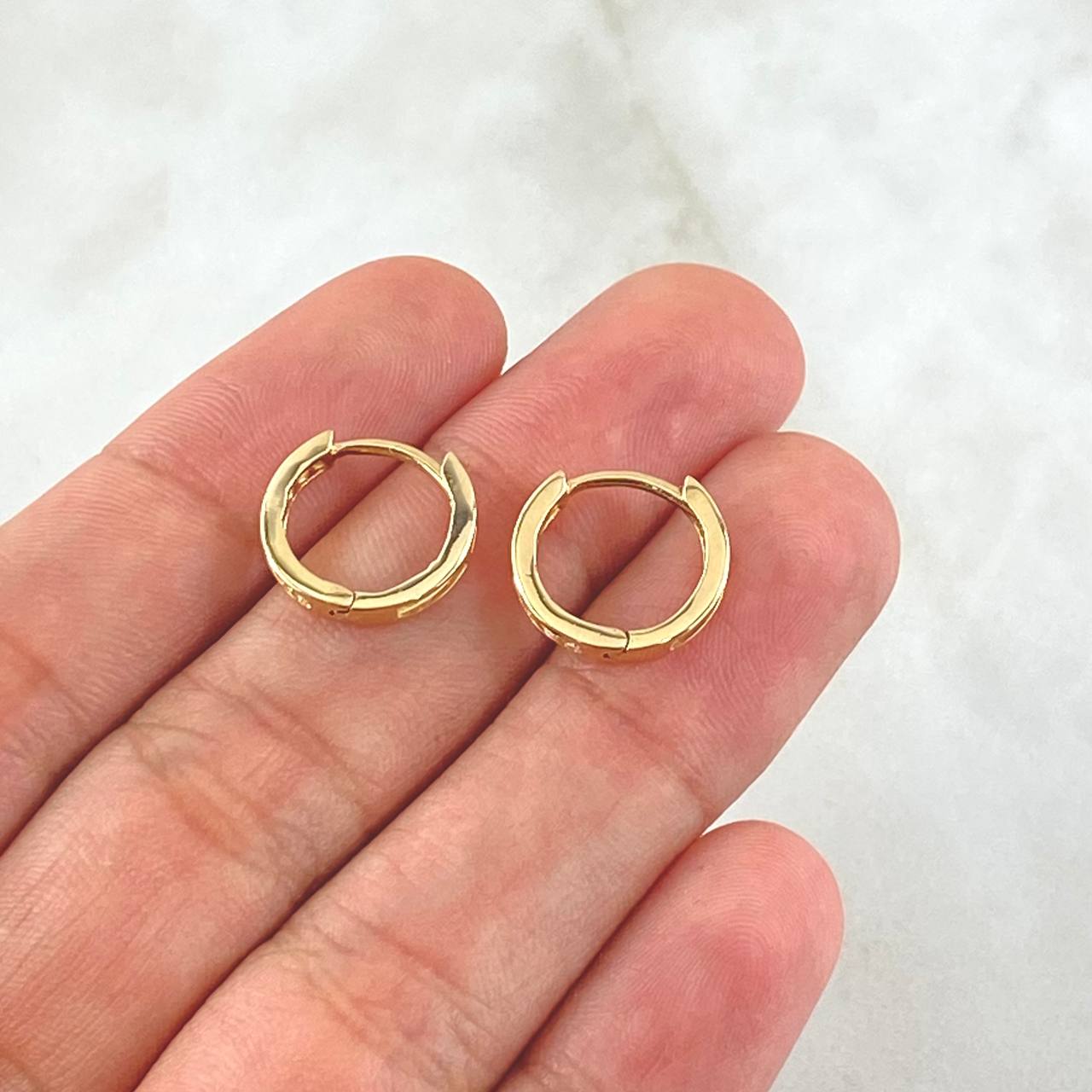 Candongas Carril 1.8gr / 1.2cm / Circones Blancos Oro Amarillo 18K ©