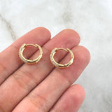Candongas Carril 2.75gr / 1.4cm / Circones Blancos Oro Amarillo 18K ©