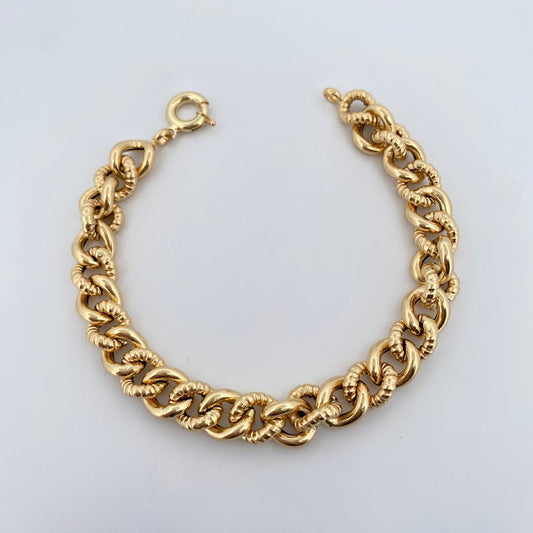 Pulso Eslabon 11.05gr / 20.8cm / 9.2mm Rayado Oro Amarillo +3 18K &