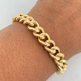 Pulso Eslabon 11.05gr / 20.8cm / 9.2mm Rayado Oro Amarillo +3 18K &