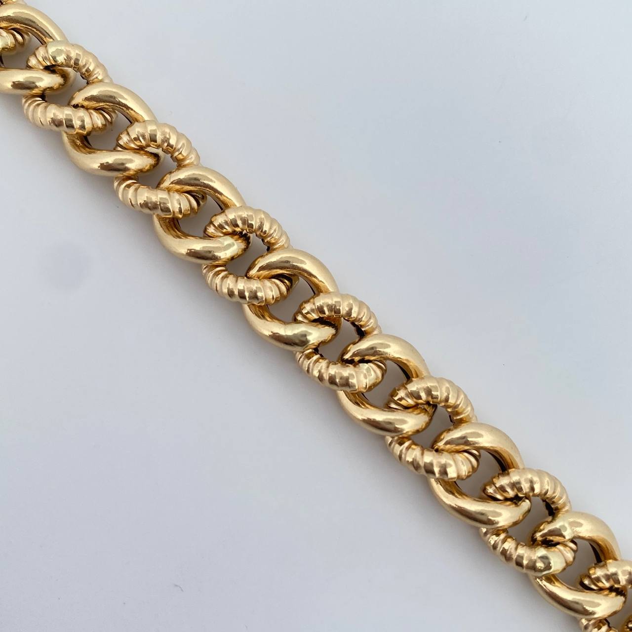 Pulso Eslabon 11.05gr / 20.8cm / 9.2mm Rayado Oro Amarillo +3 18K &