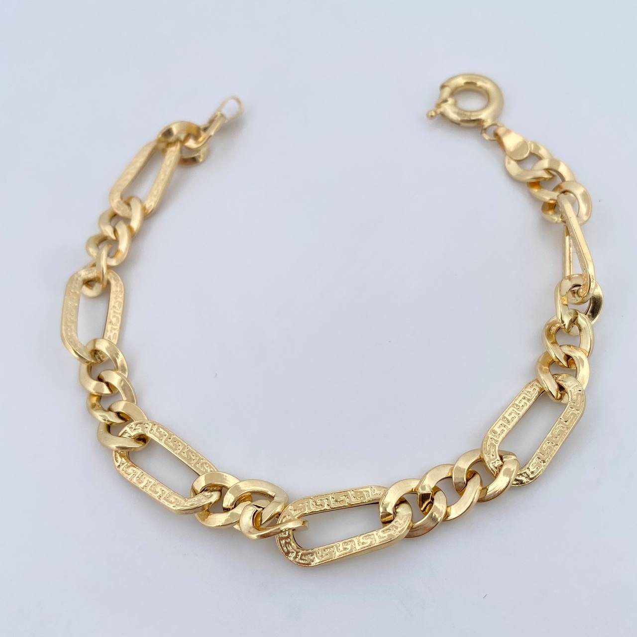 Pulso Figaro 4.1gr / 19cm / 7.9mm Tribal Oro Amarillo +3 18K &