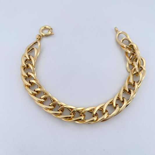 Pulso Cubano Eslabon Doble 7.75gr / 19cm / 9.88mm Oro Amarillo +3 18K &