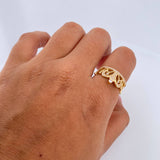 Anillo Corona Triangulos 2.9gr / T4 1/2 / Circones Blancos Oro Amarillo 18K &