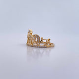 Anillo Corona Triangulos 2.9gr / T4 1/2 / Circones Blancos Oro Amarillo 18K &