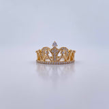 Anillo Corona Triangulos 2.9gr / T4 1/2 / Circones Blancos Oro Amarillo 18K &
