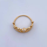 Anillo Corona Triangulos 2.9gr / T4 1/2 / Circones Blancos Oro Amarillo 18K &