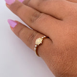 Anillo Mandala 1.7gr / T7 1/4 / Circones Blancos Oro Amarillo 18K &
