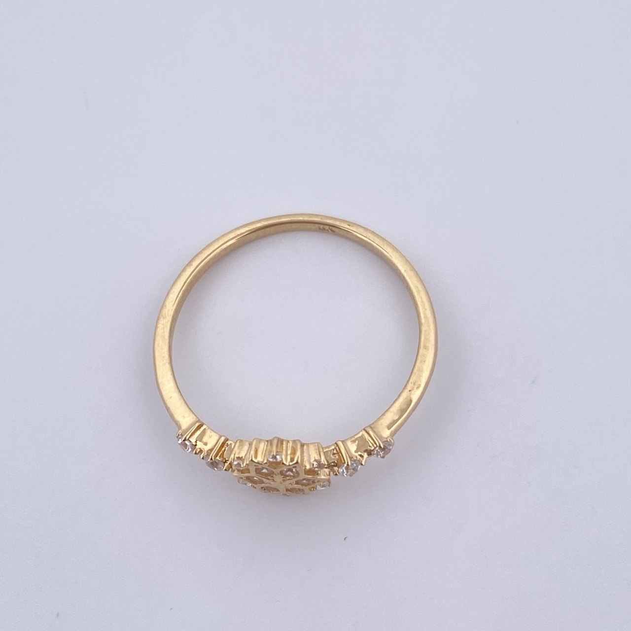 Anillo Mandala 1.7gr / T7 1/4 / Circones Blancos Oro Amarillo 18K &