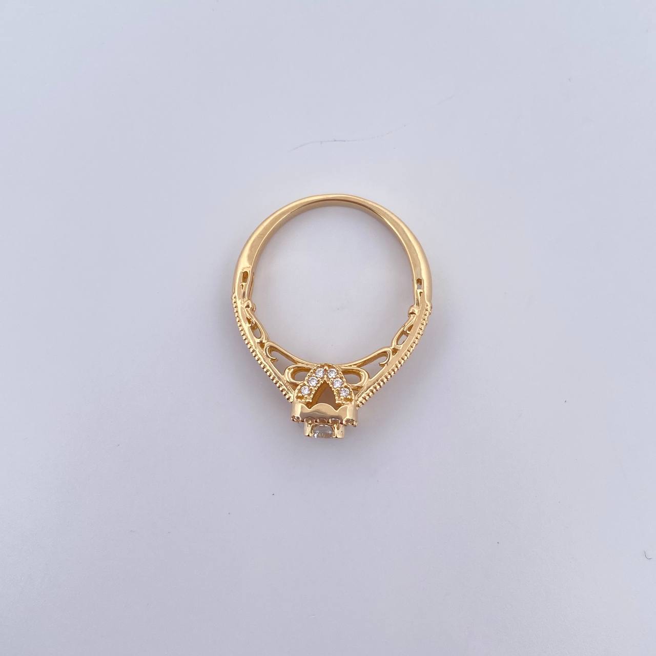 Anillo Halo Cuadrado 3.5gr / T5 / Circones Blancos Oro Amarillo 18K &