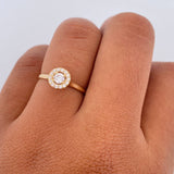 Anillo Halo Redondo 2.15gr / T7 / Circones Blancos Oro Amarillo 18K &