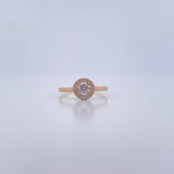 Anillo Halo Redondo 2.15gr / T6 3/4 / Circones Blancos Oro Amarillo 18K &