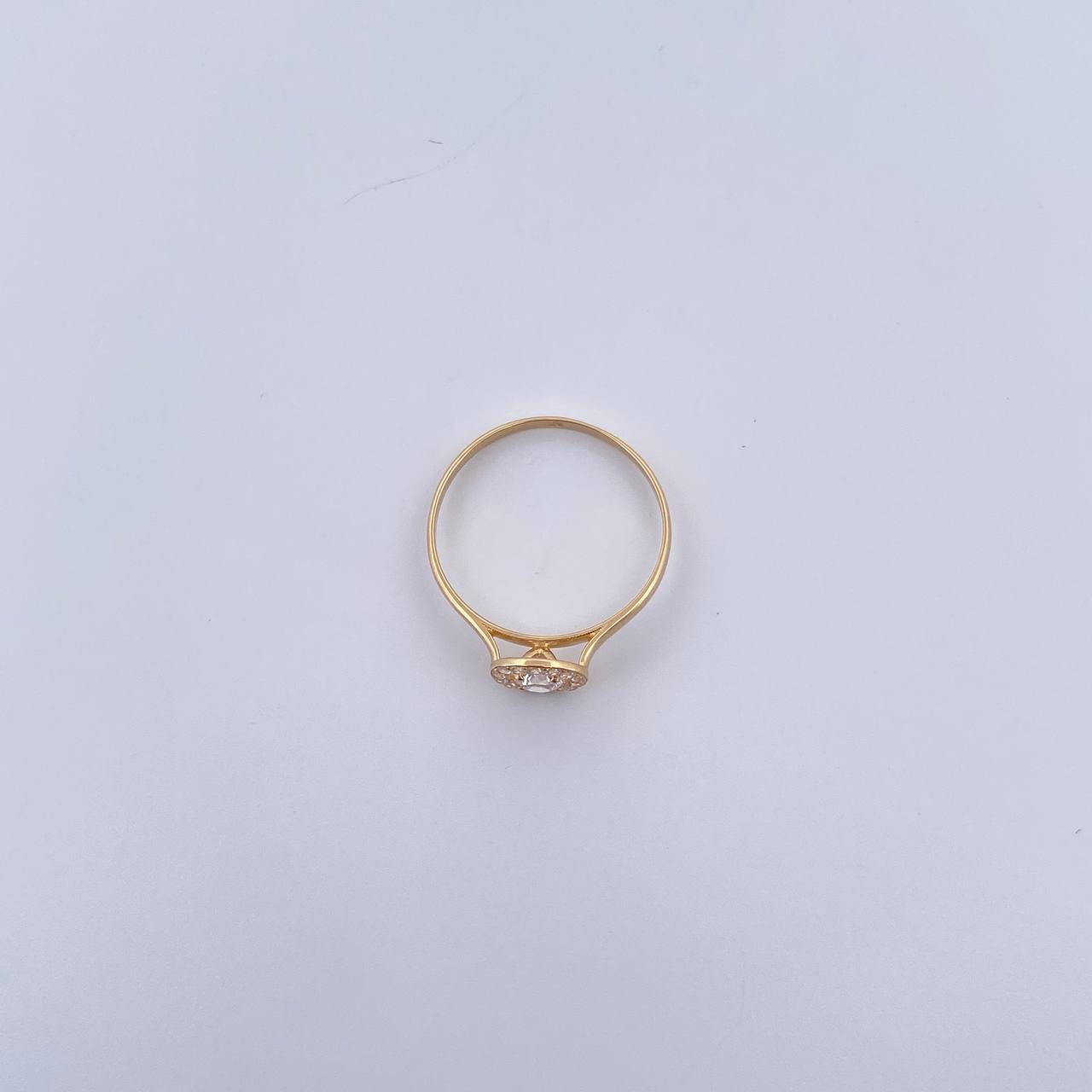 Anillo Halo Redondo 2.15gr / T7 / Circones Blancos Oro Amarillo 18K &