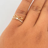 Anillo Solitario Infinito 1.8gr / T6 1/2 / Circones Blancos Oro Amarillo 18K &