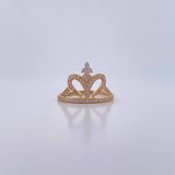Anillo 15s Corona Corazon 2.7gr / T6 3/4 / Circones Blancos Oro Amarillo 18K &