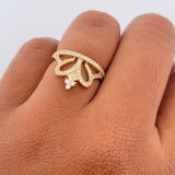 Anillo 15s Corona Corazon 2.7gr / T6 3/4 / Circones Blancos Oro Amarillo 18K &