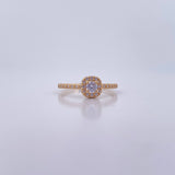 Anillo Halo Cuadrado 2gr / T7 / Circones Blancos Oro Amarillo 18K &