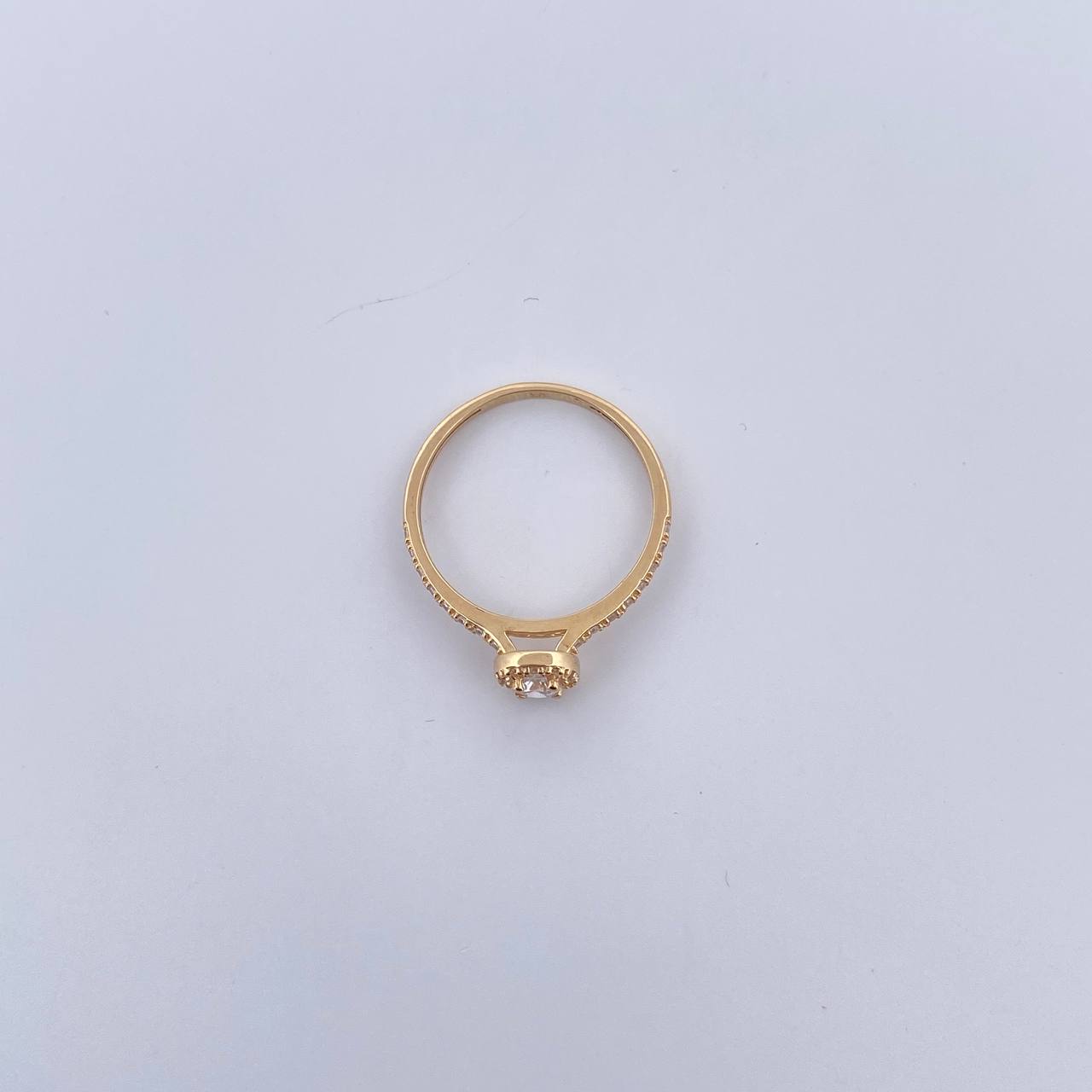 Anillo Halo Cuadrado 2gr / T7 / Circones Blancos Oro Amarillo 18K &
