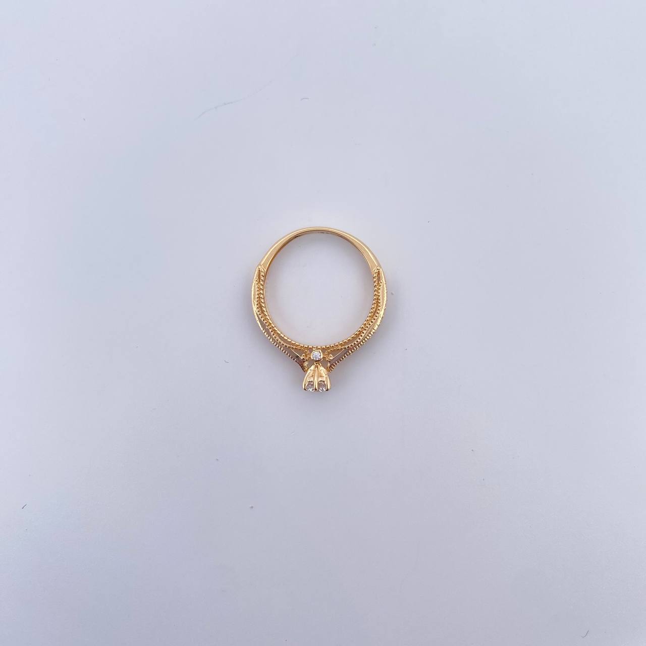 Anillo solitario 2.2gr / T4 1/2 / Circones Blancos Oro Amarillo 18K &