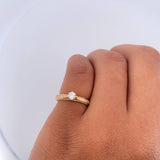 Anillo solitario 2.2gr / T4 1/2 / Circones Blancos Oro Amarillo 18K &