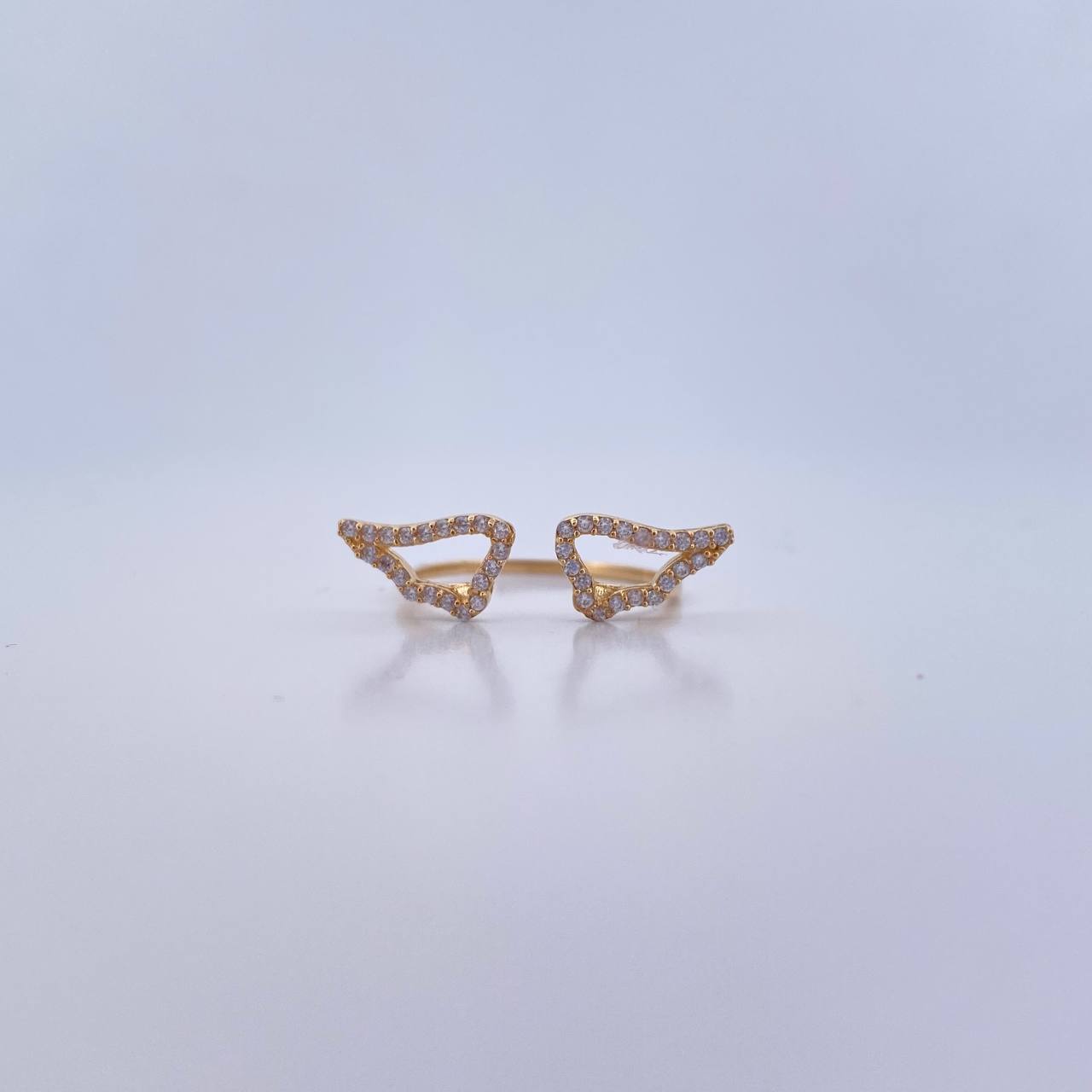 Anillo Doble Alas 1.5gr / T6 / Circones Blancos Oro Amarillo 18K &