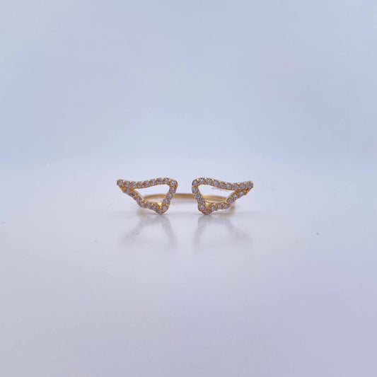 Anillo Doble Alas 1.4gr / T5 3/4 / Circones blancos Oro Amarillo 18K &