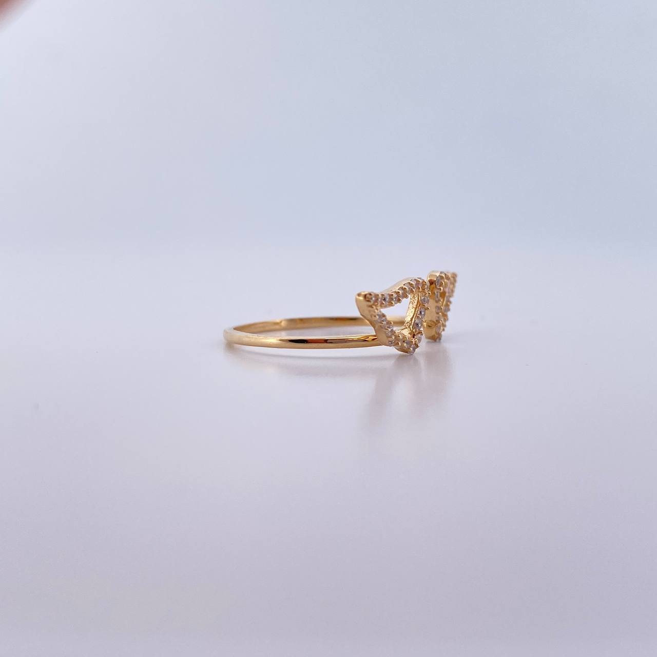 Anillo Doble Alas 1.5gr / T6 / Circones Blancos Oro Amarillo 18K &