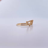 Anillo Doble Alas 1.5gr / T6 / Circones Blancos Oro Amarillo 18K &