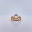 Anillo Corona 15s 2.6gr / T4 3/4 / Circones Blancos Oro Amarillo 18K &